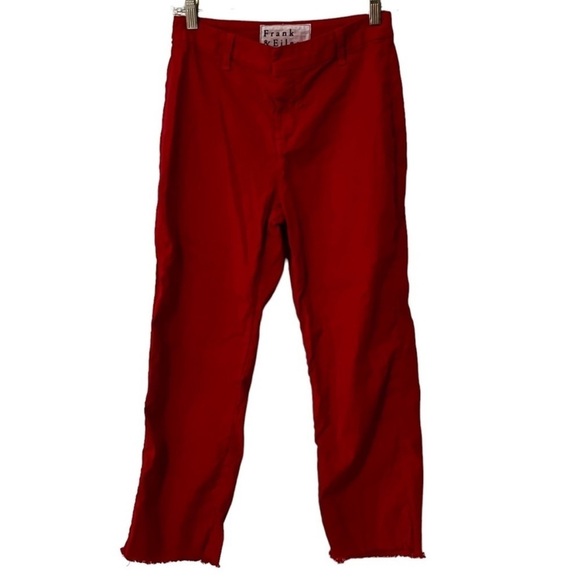 Frank & Eileen Kinsale Performance Pant Raw Hem High Rise 2 Red classic cropped - Picture 5 of 15